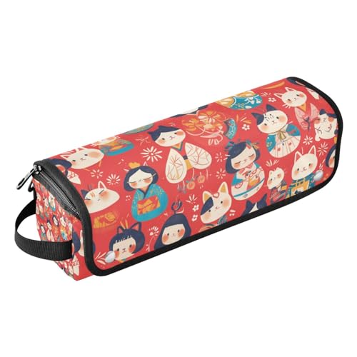 Borsa da viaggio per utensili da donna con tappetino in ferro grande custodia da per ferri da stiro piastre arricciacapelli gatto giapponese geisha rosso accessori