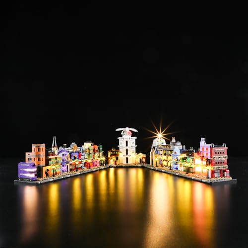 GEAMENT Jeu De Lumières Compatible avec Lego 76444 Les boutiques Magiques du Chemin de Traverse (Diagon Alley Wizarding Shops) (Modèle de Bloc Non Inclus)