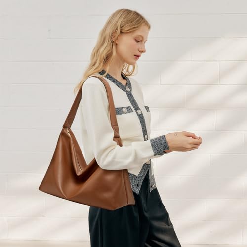 Image of Hobo Bags for Women ultra soft Slouchy Bag PU Leather Shoulder Handbag with Zipper