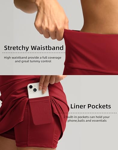 Image of SANTINY Women's Golf Skirts Skorts High Waisted Tennis Skirt Athletic Workout Casual Skorts for Woman with Short Pockets