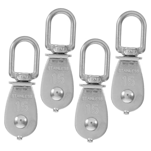 Alipis 4 Pcs Pulley Block Small Pulleys Mini Clothes Rack Cable Pulley Wheel Workout Pulley System Block Belt Pulley Wall Mount Pulley System Mobile Pulley Silver Stainless Steel
