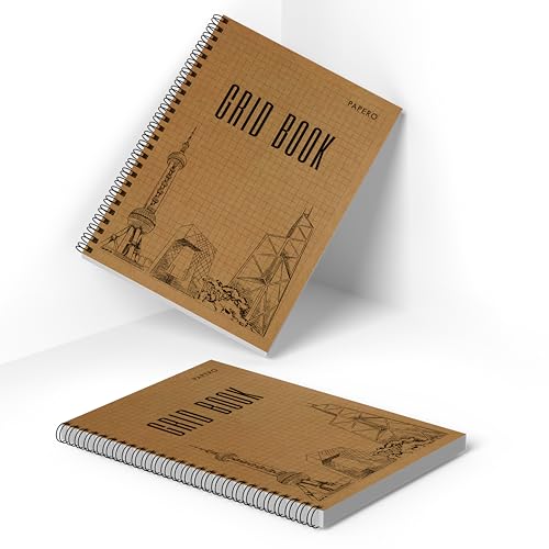 Image of PaperO Professional A5 Square Grid Notebook | 5MM Square Graph Design | A5 Size (21.0 x 14.5 cm) | Ideal for Architects & Designers | Kraft Cover | 100 Pages | (Grid Book)