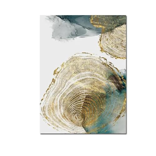 Tableau moderne pour salon : triptyque abstrait aux anneaux dorés 60x80