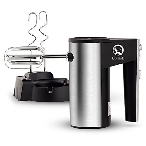 Handrührer 200W Edelstahlkneter Handmixer 5 Geschwindigkeiten 2 Schneebesen und 2 Knethaken Cover