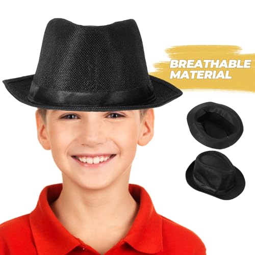 Fedora Hats for Boys Kids Fedora Hats Boy Kids Girl for Jazz Hat Child Summer Black3