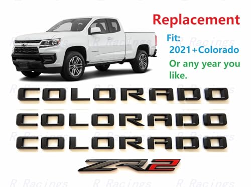 Image of 4X 2021 +Colorado ZR2 Emblems Badge 3D Door Tailgate Nameplate Logo Decal Replacement for Colorado (Gloss Black)