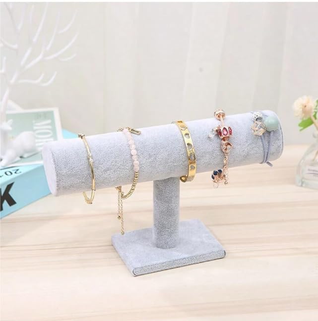 Image of Velvet 1 Roll T Grey Finished Wooden Jewellery Display Stand