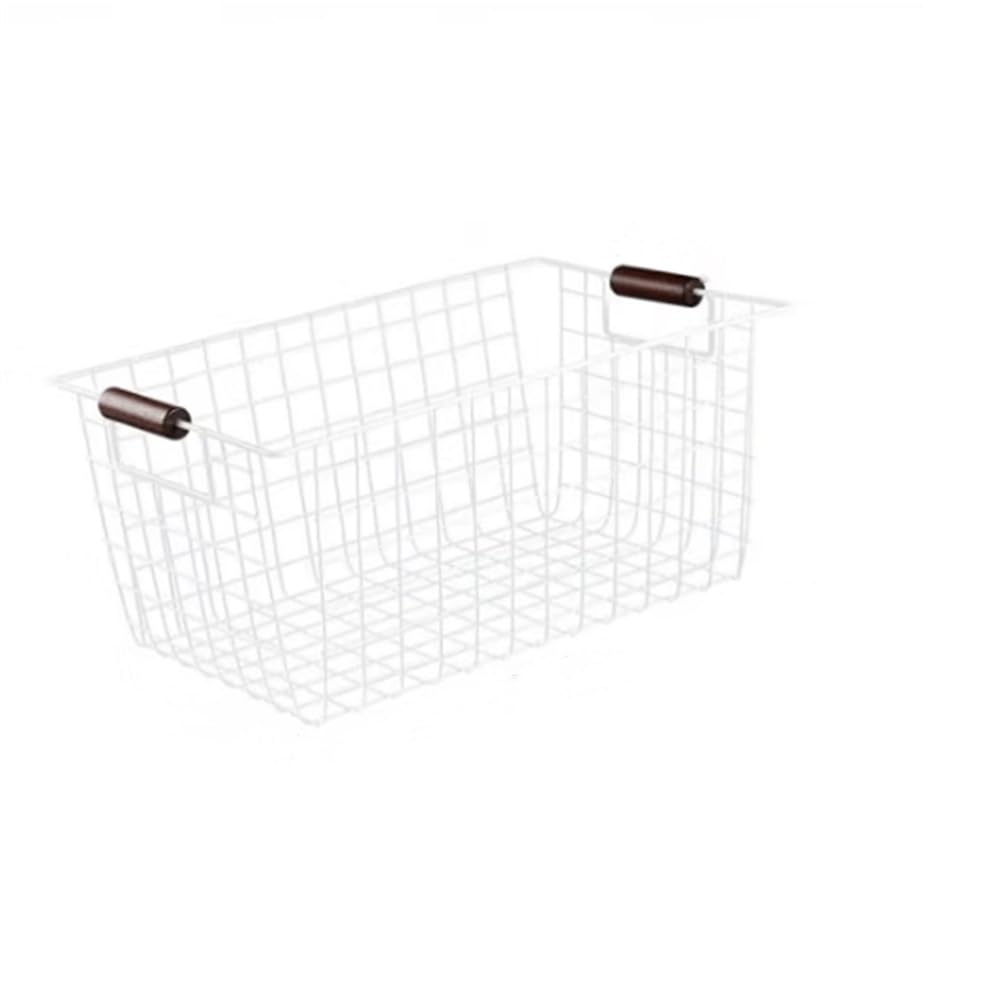Cestini Portaoggetti Per La Casa Cestino portaoggetti in ferro Cestino portaoggetti for cucina da bagno Cestino portaoggetti da scrivania(White,20x30x14cm)