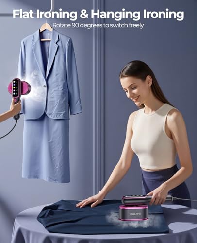 Image of Travel Steamer for Clothes Portable: Handheld Steam Iron 1200W 350F - 5 Adjustable Steam Anti-Drip 15s Heat Up - Large Ceramic Panel 110-120V