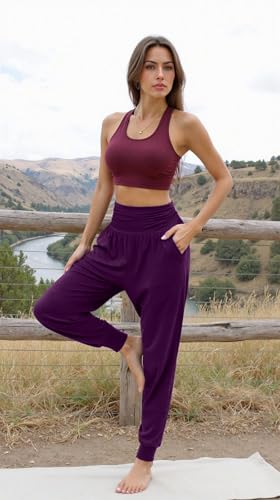 Image of UEU Women's Cozy Yoga Joggers Pants Loose Workout Sweatpants Comfy Lounge Pants with Pockets