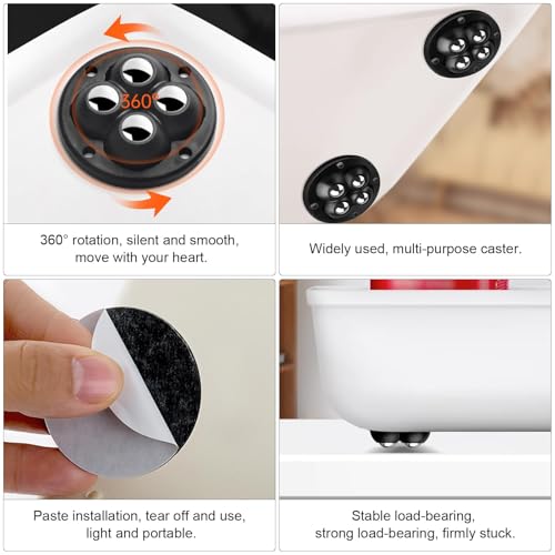 Rueda Adhesiva Negra para Muebles，8 Pcs Ruedas de bolas de acero para muebles Ruedas para muebles con 4 Bolas de acero，para pequeños electrodomésticos - imagen 5