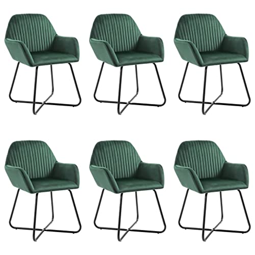 Plumbpyr Sillas de comedor 6 unidades verde terciopelo tapizado con reposabrazos, estructura de acero pulverizado, estable, ahorra espacio, para comedor, salón, familia, restaurante, cafetería