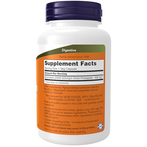 Now Foods 2947 Supplements, Bromelain (Natural Proteolytic Enzyme) 2,400 Gdu/G - 500 Mg, Natural Proteolytic Enzyme*, 120 Veg Capsules thumb #1
