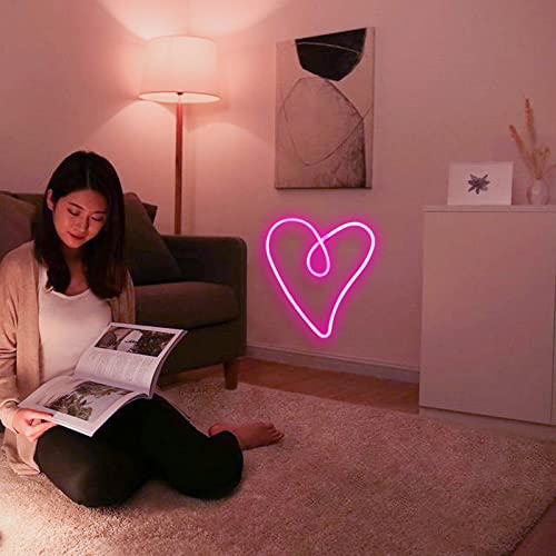 Image of ENUOLI Love Heart Neon Signs Pink Heart LED Night Light for Wall Decor Gift | Battery /USB Operated Love Neon Lights Retro Lamp Heart Night Lights for Valentine,Party,Wedding,Christmas,Bar Art Dorm Decor