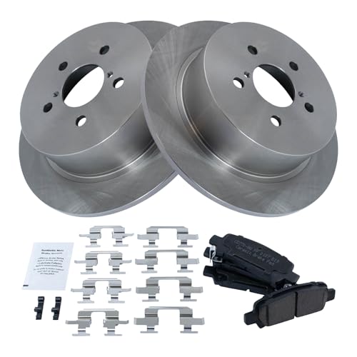 Image of TRQ Rear Brake Pad and Rotor Set Ceramic Compatible with 2008-2009 Subaru Legacy