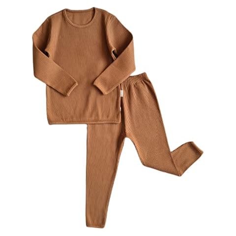 DreamBuy 20 Colours Ribbed Pyjama / Tracksuit / Loungewear Unisex Boys And Girls Pyjamas Baby Clothes Pyjamas For Women And Mens Pyjamas (9-10 Years, Caramel) Cover