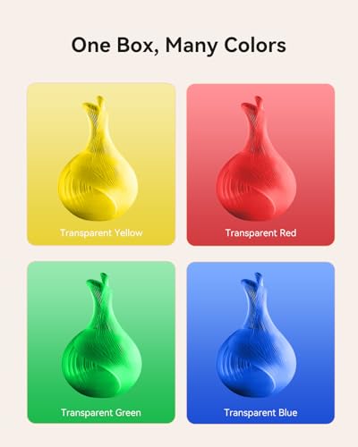 Image of SUNLU PETG Filament 1.75mm Bundle, Neatly Wound, Individually Vacuum Packed, 250g Spool, 4 Rolls, Transparent Series-Red+Blue+Green+Yellow
