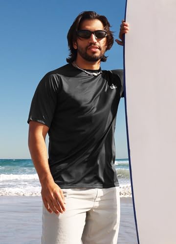 Mens Rashguard Swim Shirt Short Sleeve UPF 50 Sun Protection Shirt SPF Water Shirt