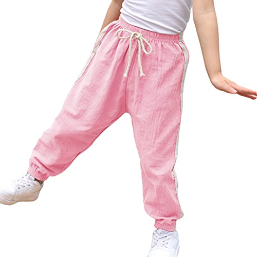 Boys' and Girls' Thin Mosquito Proof Cotton Linen Jogger Pants