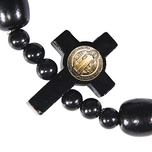 Catholica Shop - Catholic Religious Wear Elasticated Saint Benedict Bracelet Wooden Beads Decade Rosary Stretchable Bracelet for Men and Women3