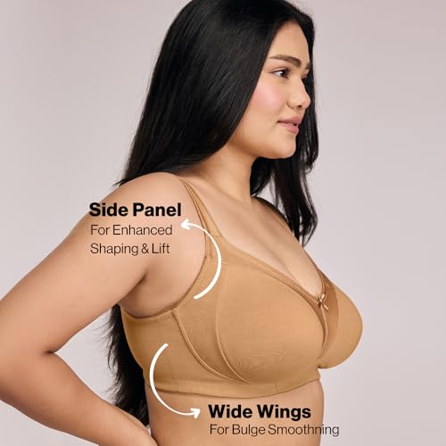 Image of NYKD NYB101 Cotton Non Padded Non Wired Full Coverage Everyday Bra M-Frame Bounce Control (Plus