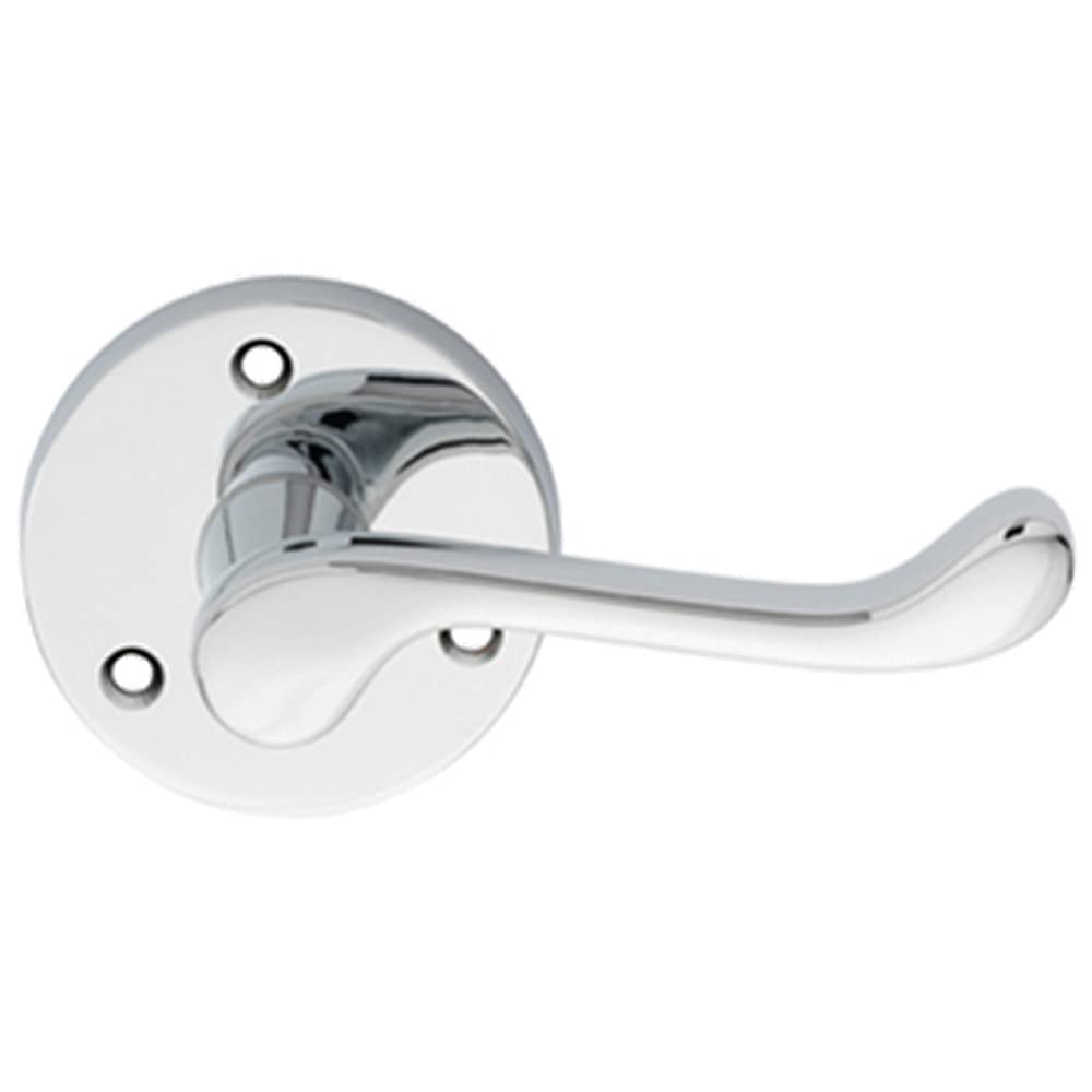 Loops Polished Chrome Pair Victorian Scroll Lever On 58Mm Round Rose - Door Handle | Traditional Door Handle Lever On Screwless Rose - Internal Door Hardware - Screws, Fixings And Spindle Included
