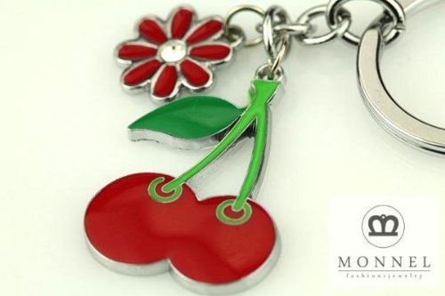 Z384 Cute Cherry Flower Charms Key Ring Keychain