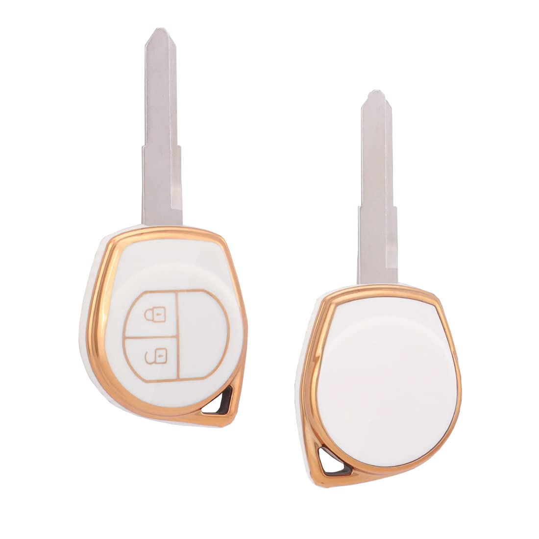 AUTOFRILL TPU Car Key Cover Compatible for Maruti Suzuki S Presso | Swift | SX4 | DZire | Ignis | Alto | Vitara Brezza | Celerio | Ertiga | Ciaz | SCross | Baleno | Ritz 2 Button Key Cover (White)