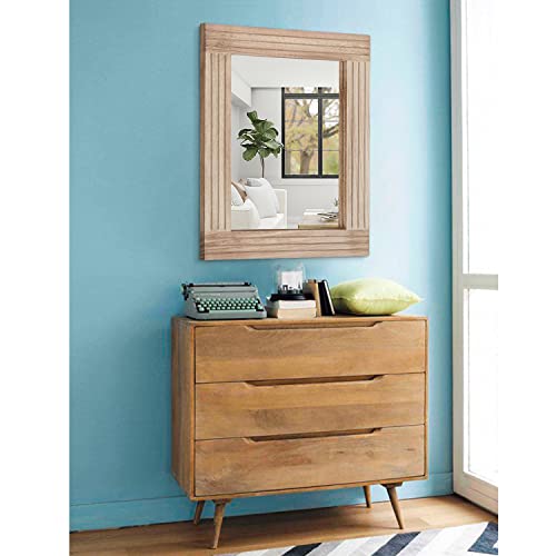 Hlfmvwe Rectangle Mirror Retro Wooden Wall-Mounted Mirrors Farmhouse Bedroom Bathroom Vanity Entrance Decorative Antique Hanging Mirror Large 20 "X16 #TOP3