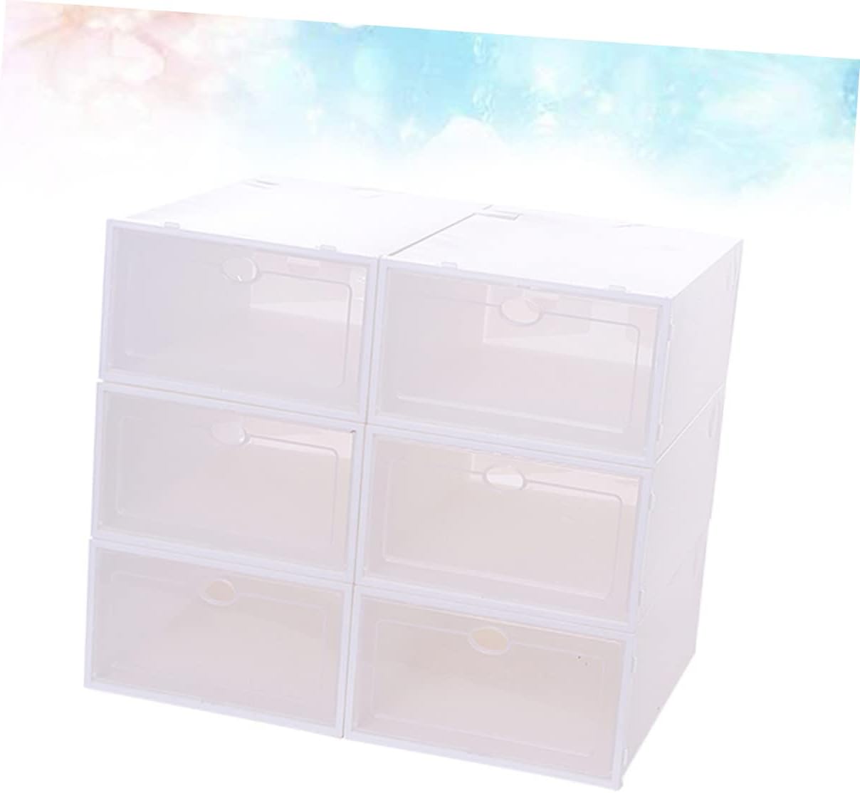 Cabilock 6PCS Box Thickened Transparent Shoe Storage Boxes Plastic Container for Women for Spaces Dorm Rooms and Closets Stackable Design for Easy Organization