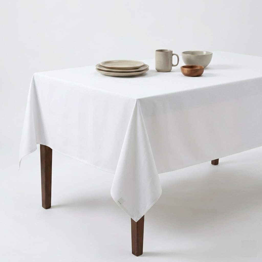 Urban Villa Tablecloth White Table Cloth Tabletop Cover Kitchen Dining Tablecloth 100% Cotton Great for Parties Wedding Holiday Dinner Rectangle 60x102 Inches 8-10 Seat Table Cloth