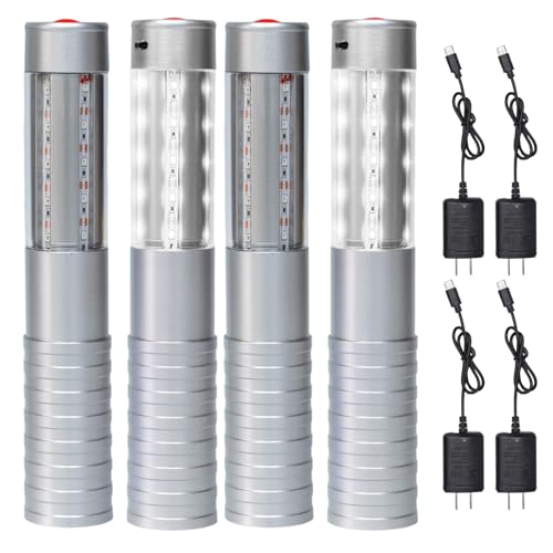 Bottle Service Lights LED Strobe Baton Bottle Girl Lights Rechargeable Handheld Flashing Club Signs Upgrade 4 Pcs for Birthday Wedding Party(Silver White Light)