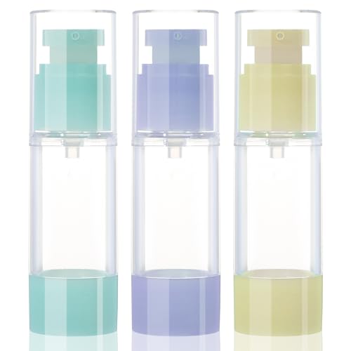 RONRONS 1oz 30ml Airless Pump Bottles, Refillable Leak Proof Travel Pump Bottle Toiletry Cosmetic Skincare Containers for Lotion Toner Gel Foundation (3 Pieces)