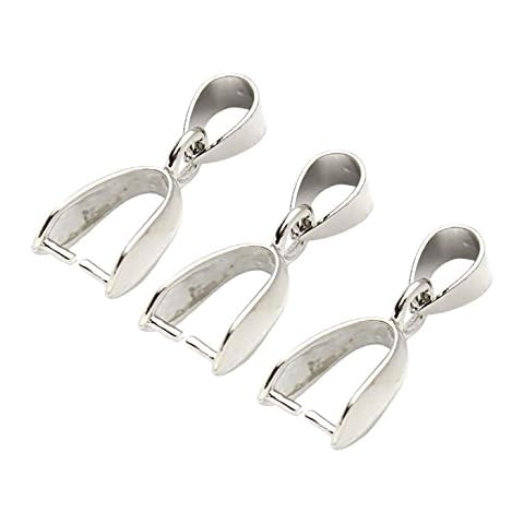 Nicedmm 50 Pcs Metal Pinch Clip Charm Pendant Connector - Rhodium Plated - Bail Bead DIY Jewelry Findings Making (Silver, 7 x 20mm) Cover