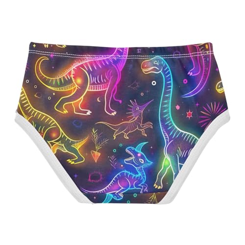 Cute Neon Line Art Dinosaurs Toddler Girl Underwear, Underwear Girls, 2T–8 Years2