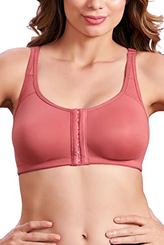 Image of MAROON 922 Women Cotton Brushed Lycra Full Coverage No Bounce, Non-Wired, Non-Padded Front Open Magic Bra with Back Support