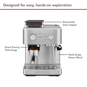 KitchenAid Semi Automatic Espresso Machine with Burr Grinder 25L Brushed Stainless Steel KES6551SX
