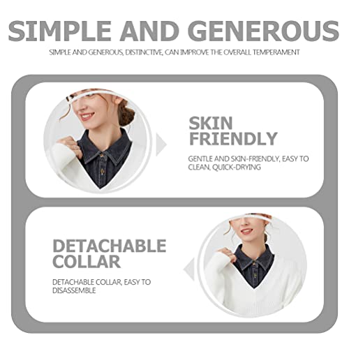 Black Denim Dickie Collar for Women, Detachable Dickey Half Shirt, Dickey Collar Blouse for Women Girls3