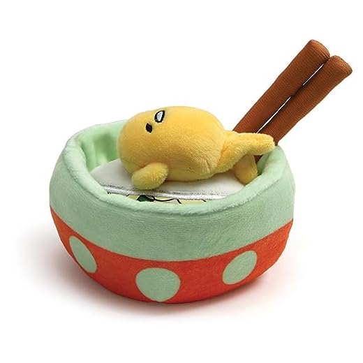 GUND Sanrio Gudetama The Lazy Egg Plush, Gudetama with Noodles, Stuffed Animal for Ages 1 and Up, 4.5”