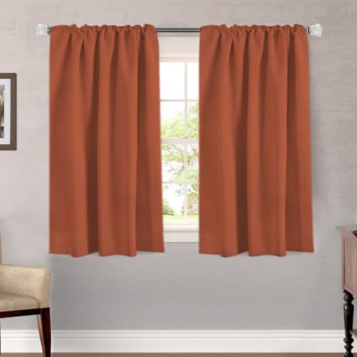 Image of H.VERSAILTEX Blackout Curtains Thermal Insulated Window Treatment Panels Room Darkening Blackout Drapes for Living Room Back Tab /Rod Pocket Bedroom Draperies, 52 x 45 Inch, Orange, 2 Panels
