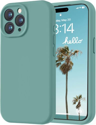 Image of LOVE 3000 Designed for iPhone 15 Pro Max Case, Premium Silicone with [Soft Anti-Scratch Microfiber Lining] Shockproof Protective Phone Case for Men Women Girls 6.7 inch, Pine Green
