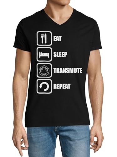 T-shirt Alchemist en coton idée cadeau originale homme noir col en V original