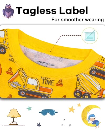Image of DAUGHTER QUEEN Boys Pajamas 4 Pieces Long Set 100% Cotton Sleepwear Size 18 Months-12 Years