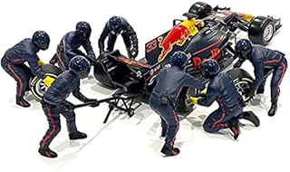 Formula One F1 Pit Crew 7 Figurine Set Team Blue Release II for 1/18 Scale Models by American Diorama 76555