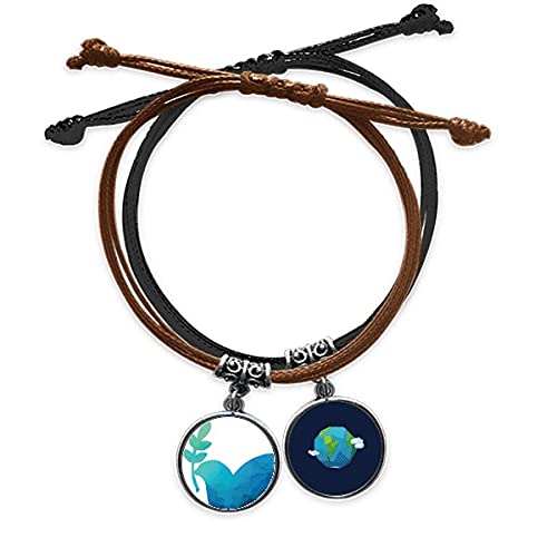 Pulsera de oliva de paz en cuero azul y cuerda para hombre y mujer