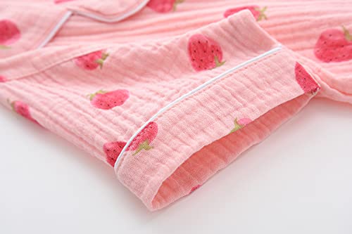 ACESTAR Toddler Girls Boys Pajamas Set Summer 2 Pcs Pjs Set - Kids Short Sleeve Button Down Sleepwear (3T-7 Years)3