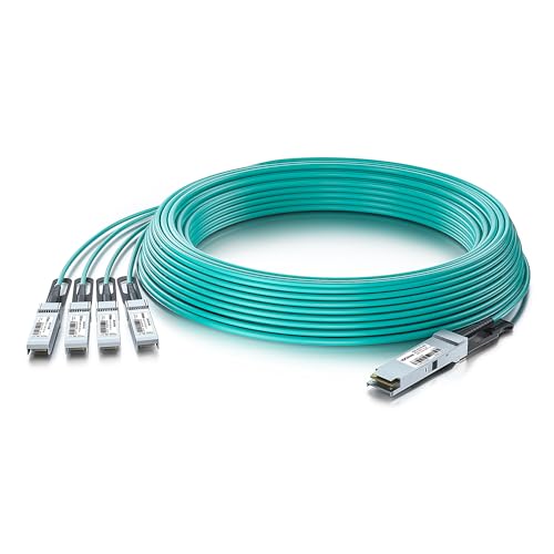 Image of 10Gtek 40G QSFP+ AOC Cable - 40GBASE Ethernet Active Optical Cable,40G QSFP+ to 4 x 10G SFP+, OM3 MMF for Cisco QSFP 4 x 10G-AOC-5M, 5-Meter