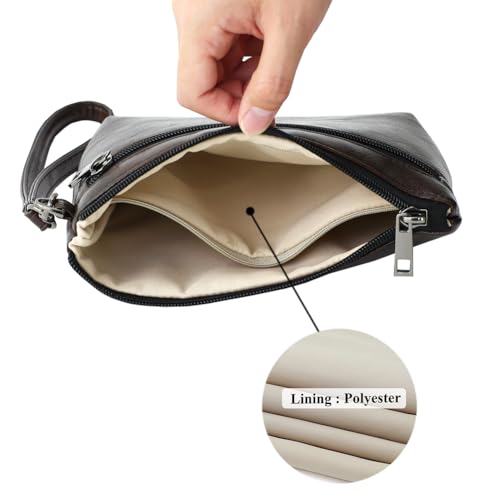 Image of Small Wristlet Wallets for Women, Zip Clutch Bag with Wristlet Pouch, 3-Zipper Original Design