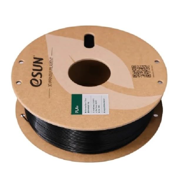 Image of eSUN PLA+ 1.75mm 3D Printer Filament Black Color | 1kg Spool High Strength & Low Shrinkage Filament | Smooth Surface Finish, Easy Printing Material for FDM 3D Printers