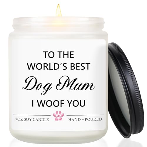 Dog Mum Gifts, Dog Gifts for Women, Dog Lovers Gift for Women, New Puppy Funny Christmas Birthday Present Idea for Pet Owner, Funny Dog Mum Candles, 7 oz (Lavender)